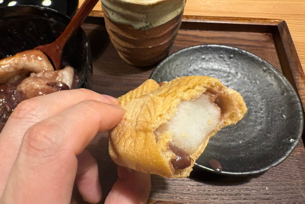 モナカで挟んだおしるこの完成イメージ