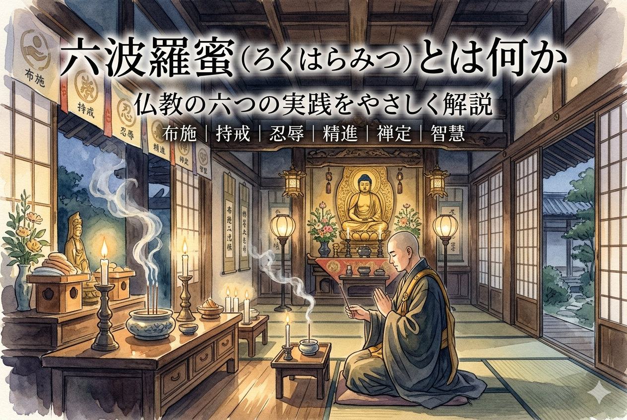 六波羅蜜の教えと菩薩の修行をわかりやすく解説するイメージ